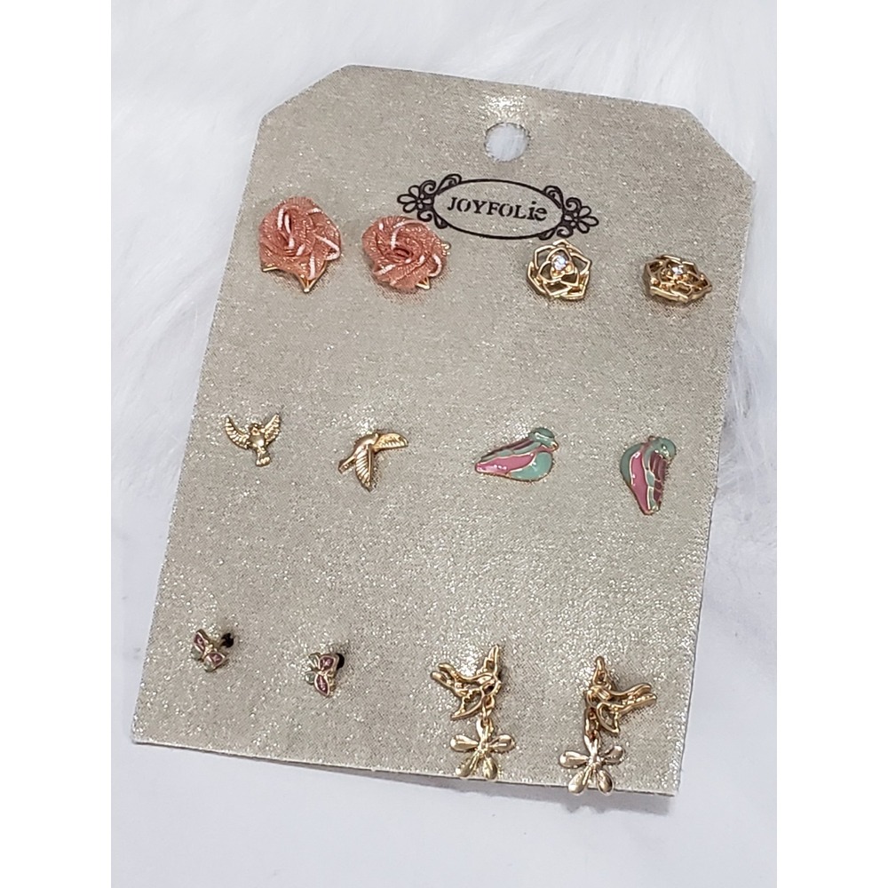 NEW Joyfolie Post Earrings GIRLS 6 PAIRS Take flight bird butterfly flowers